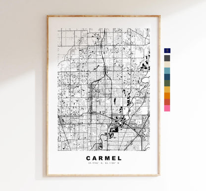 Carmel Map Print - City Map Poster - Map Art - USA City Maps - Carmel Print - Carmel Poster - Minimalist City Map - Indiana