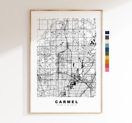 Carmel Map Print - City Map Poster - Map Art - USA City Maps - Carmel Print - Carmel Poster - Minimalist City Map - Indiana