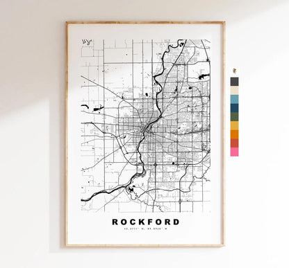 Rockford Map Print - City Map Poster - Map Art - USA City Maps - Rockford Print - Rockford Poster - Minimalist City Map - Illinois