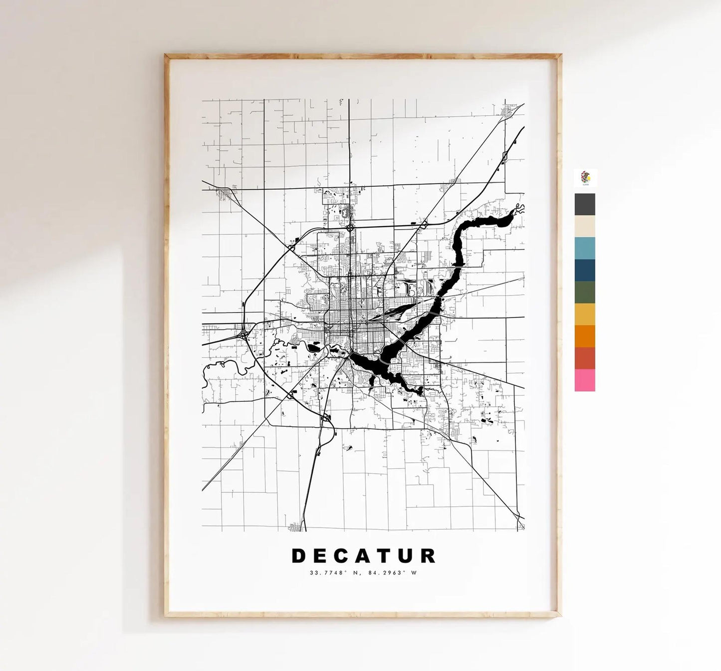 Decatur Map Print - City Map Poster - Map Art - USA City Maps - Decatur Print - Decatur Poster - Minimalist City Map - Illinois