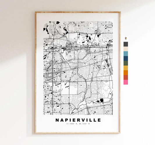 Napierville Map Print - City Map Poster - Map Art - USA City Maps - Napierville Print - Napierville Poster - Minimalist City Map - Illinois