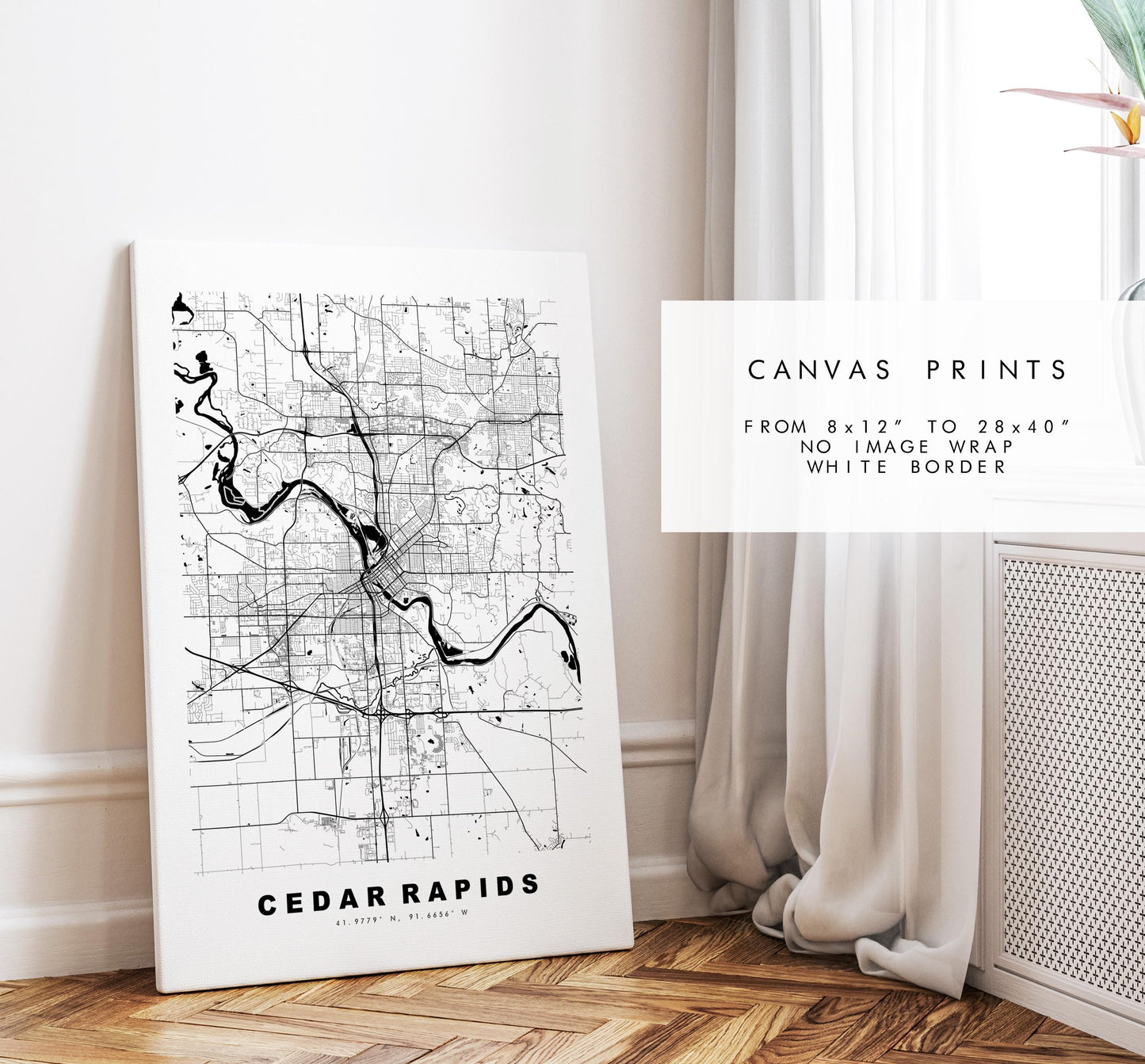 Cedar Rapids Map Print - City Map Poster - Map Art - USA City Maps - Cedar Rapids Print - Cedar Rapids Poster - Minimalist City Map - Iowa