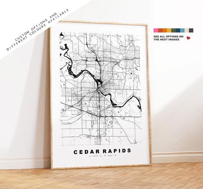 Cedar Rapids Map Print - City Map Poster - Map Art - USA City Maps - Cedar Rapids Print - Cedar Rapids Poster - Minimalist City Map - Iowa