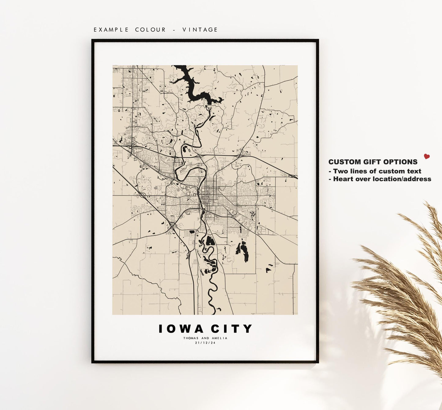 Iowa City Map Print - City Map Poster - Map Art - USA City Maps - Iowa City Print - Iowa City Poster - Minimalist City Map - Iowa