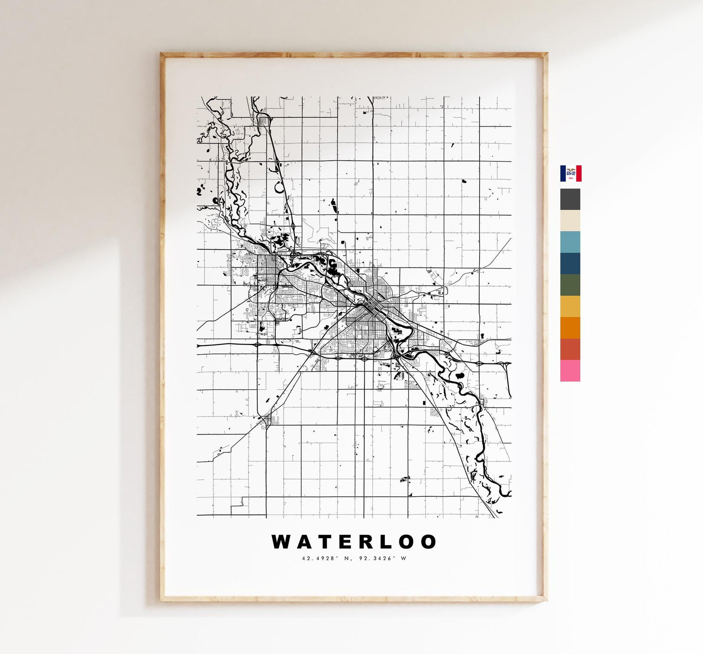 Waterloo Map Print (Iowa) - City Map Poster - Map Art - USA City Maps - Waterloo Print - Waterloo Poster - Minimalist City Map - Iowa