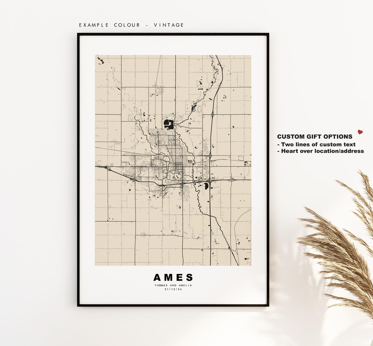 Ames Map Print - City Map Poster - Map Art - USA City Maps - Ames Print - Ames Poster - Minimalist City Map - Iowa