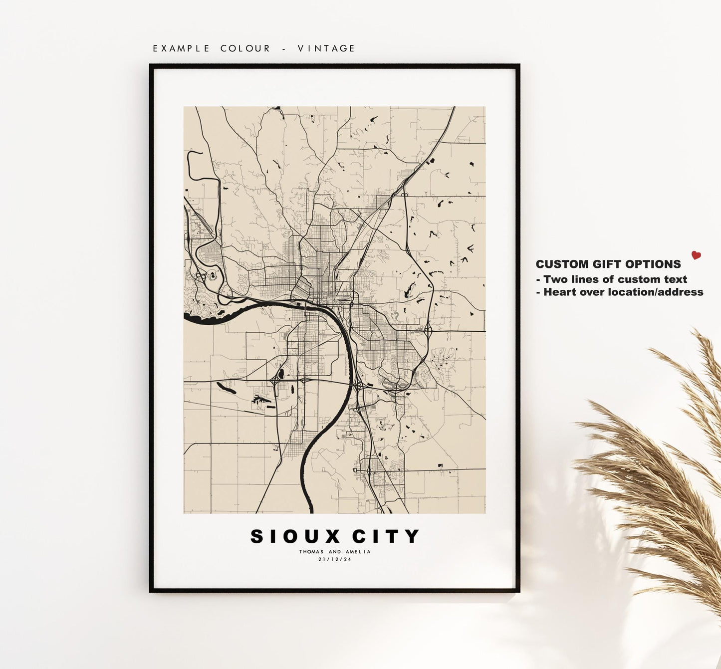 Sioux City Map Print - City Map Poster - Map Art - USA City Maps - Sioux City Print - Sioux City Poster - Minimalist City Map - Iowa