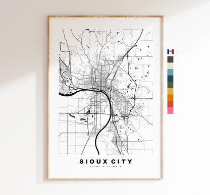 Sioux City Map Print - City Map Poster - Map Art - USA City Maps - Sioux City Print - Sioux City Poster - Minimalist City Map - Iowa