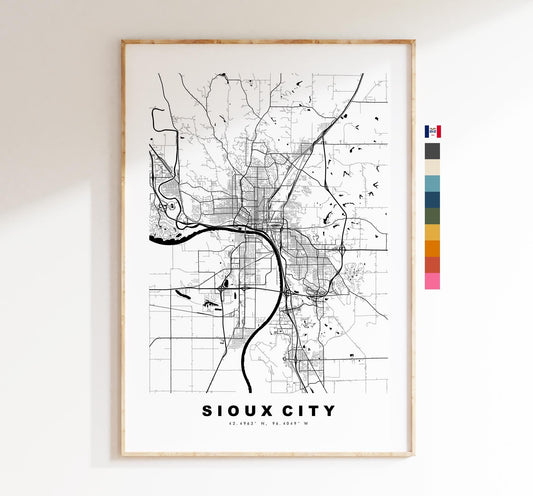 Sioux City Map Print - City Map Poster - Map Art - USA City Maps - Sioux City Print - Sioux City Poster - Minimalist City Map - Iowa