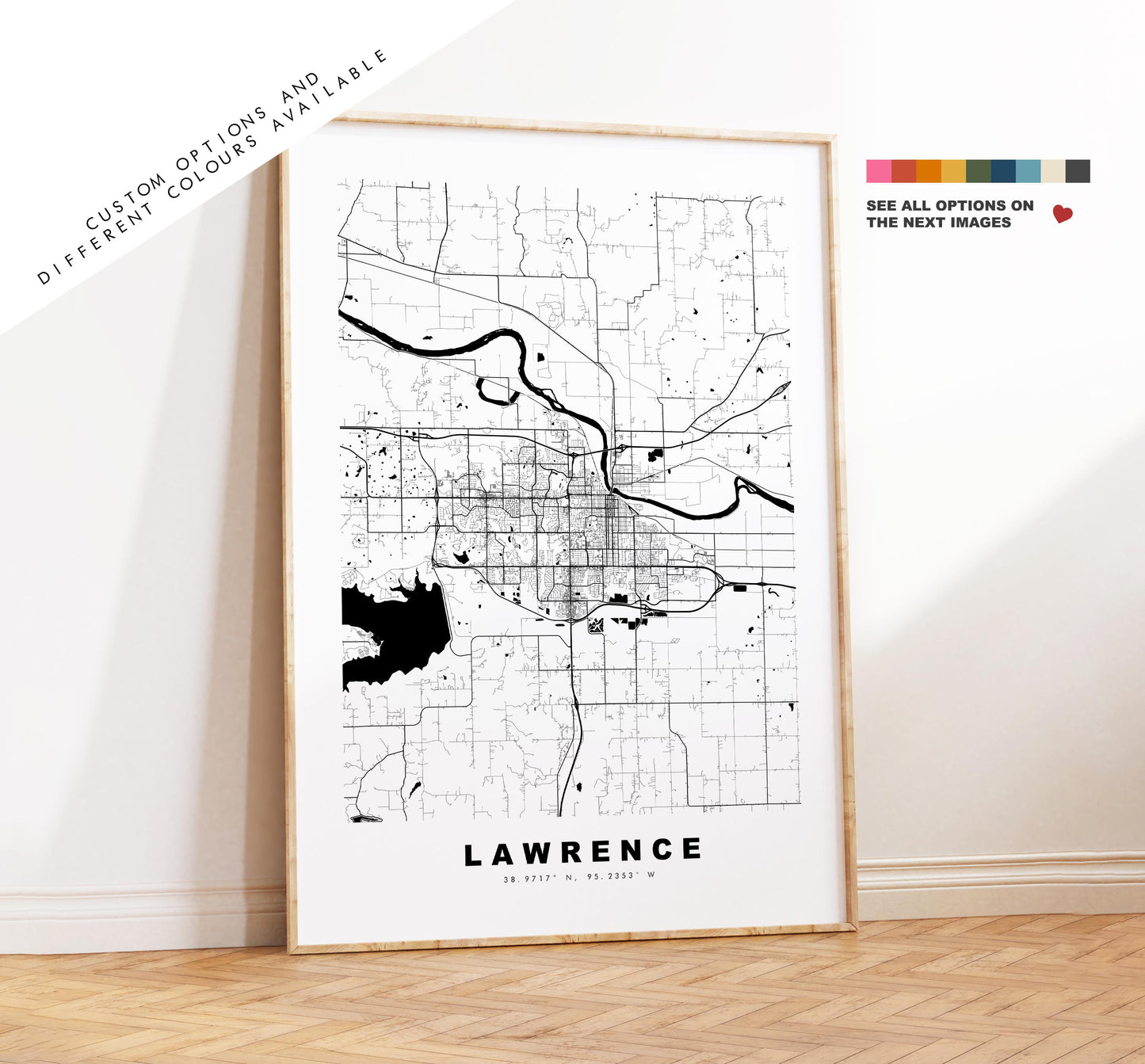 Lawrence Map Print (Kansas) - City Map Poster - Map Art - USA City Maps - Lawrence Print - Lawrence Poster - Minimalist City Map - Kansas