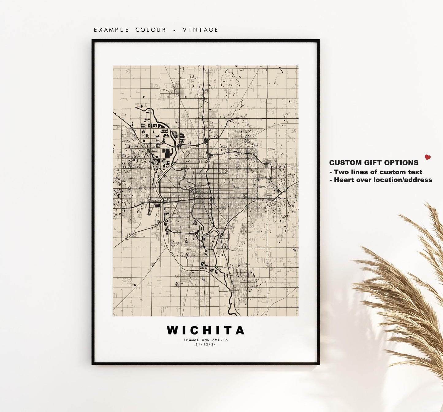 Wichita Map Print - City Map Poster - Map Art - USA City Maps - Wichita Print - Wichita Poster - Minimalist City Map - Kansas