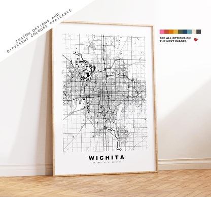 Wichita Map Print - City Map Poster - Map Art - USA City Maps - Wichita Print - Wichita Poster - Minimalist City Map - Kansas