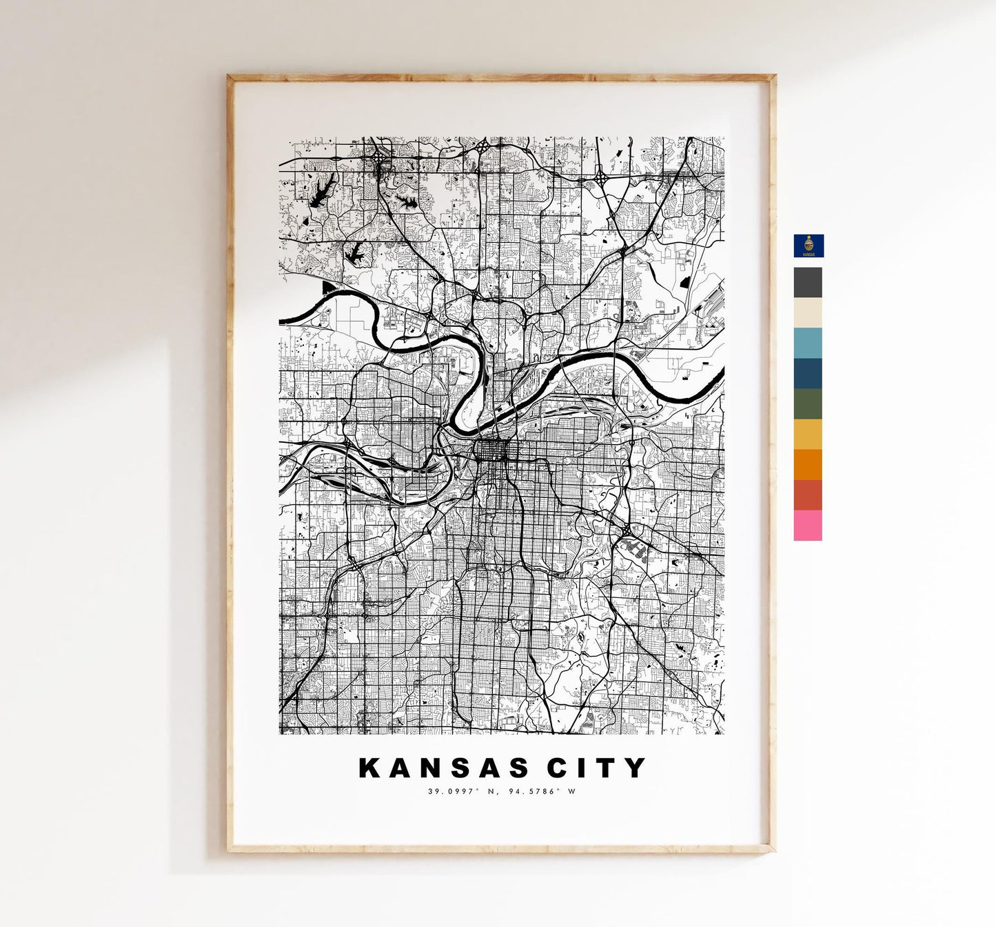 Kansas City Map Print - City Map Poster - Map Art - USA City Maps - Kansas City Print - Kansas City Poster - Minimalist City Map - Kansas