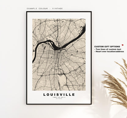 Louisville Map Print - City Map Poster - Map Art - USA City Maps - Louisville Print - Louisville Poster - Minimalist City Map - Kentucky