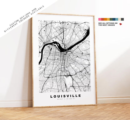 Louisville Map Print - City Map Poster - Map Art - USA City Maps - Louisville Print - Louisville Poster - Minimalist City Map - Kentucky