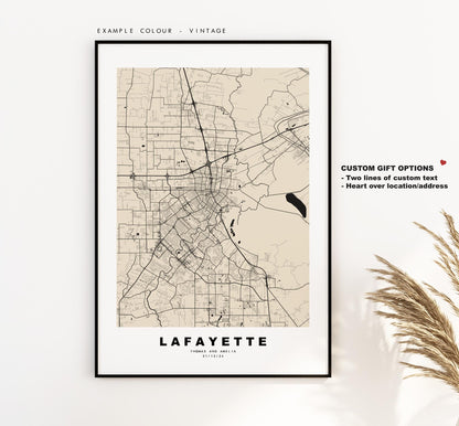 Lafayette Map Print (Louisiana) - City Map Poster - Map Art - USA City Maps - Lafayette Print - Poster - Minimalist City Map - Louisiana