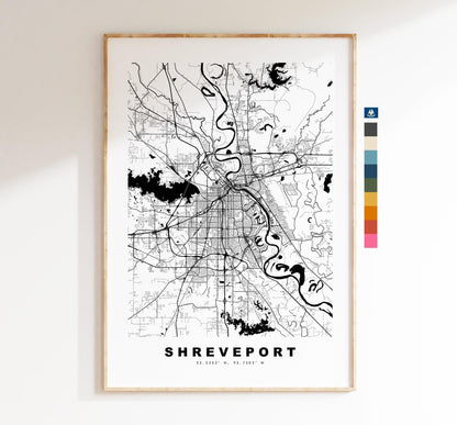 Shreveport Map Print - City Map Poster - Map Art - USA City Maps - Shreveport Print - Shreveport Poster - Minimalist City Map - Louisiana