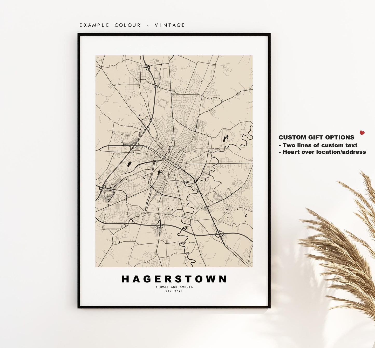 Hagerstown Map Print - City Map Poster - Map Art - USA City Maps - Hagerstown Print - Hagerstown Poster - Minimalist City Map - Maryland