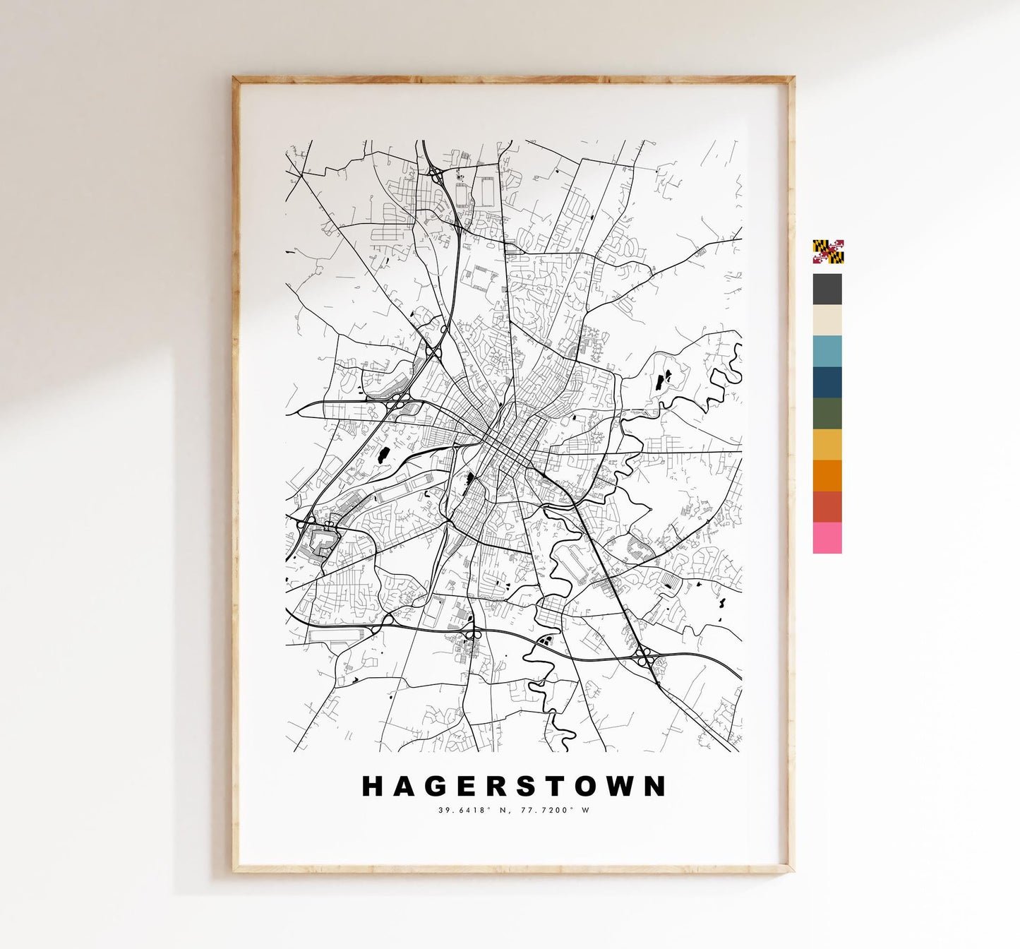 Hagerstown Map Print - City Map Poster - Map Art - USA City Maps - Hagerstown Print - Hagerstown Poster - Minimalist City Map - Maryland