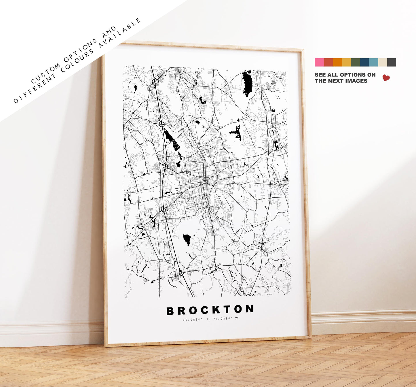 Brockton Map Print - City Map Poster - Map Art - USA City Maps - Brockton Print - Brockton Poster - Minimalist City Map - Massachusetts