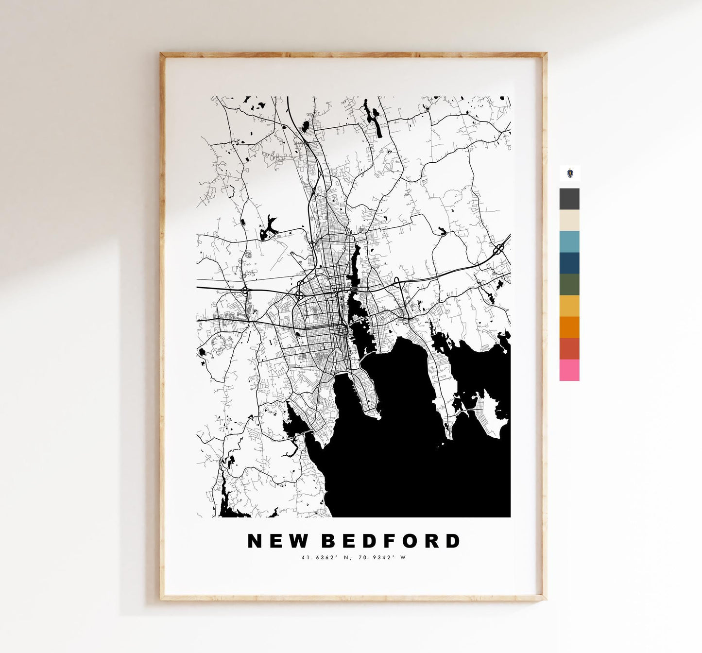 New Bedford Map Print - City Map Poster - Map Art - USA City Maps - New Bedford Print - Poster - Minimalist City Map - Massachusetts