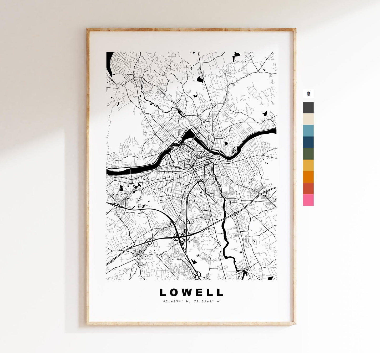 Lowell Map Print - City Map Poster - Map Art - USA City Maps - Lowell Print - Lowell Poster - Minimalist City Map - Massachusetts