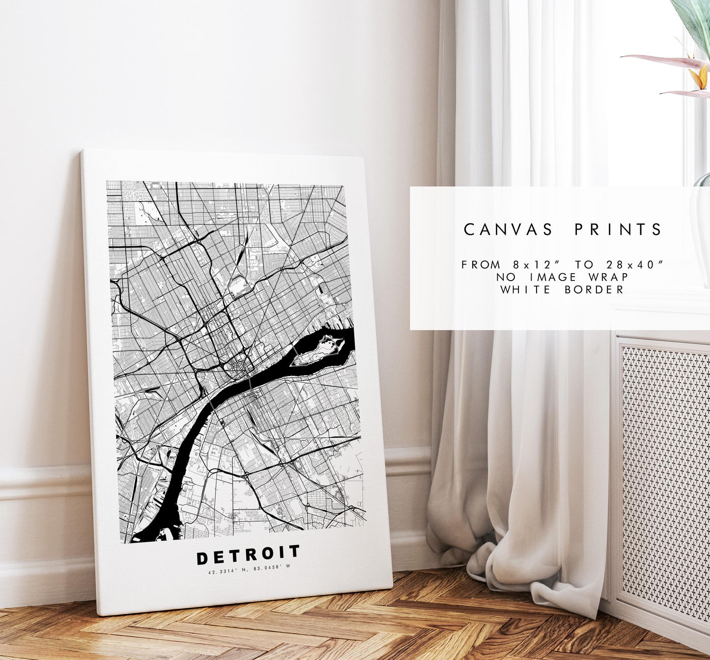 Detroit Map Print - City Map Poster - Map Art - USA City Maps - Detroit Print - Detroit Poster - Minimalist City Map - Michigan