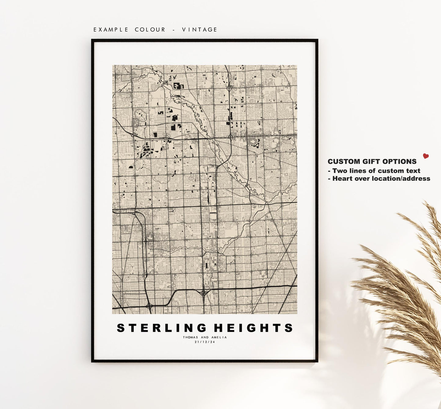 Sterling Heights Map Print - City Map Poster - Map Art - USA City Maps - Sterling Heights Print - Poster - Minimalist City Map - Michigan