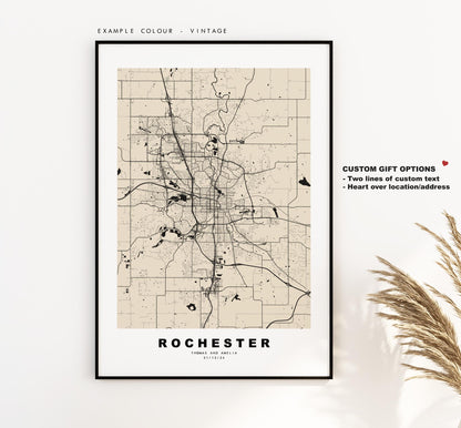 Rochester Map Print (Minnesota) - City Map Poster - Map Art - USA City Maps - Rochester Print - Poster - Minimalist City Map - Minnesota