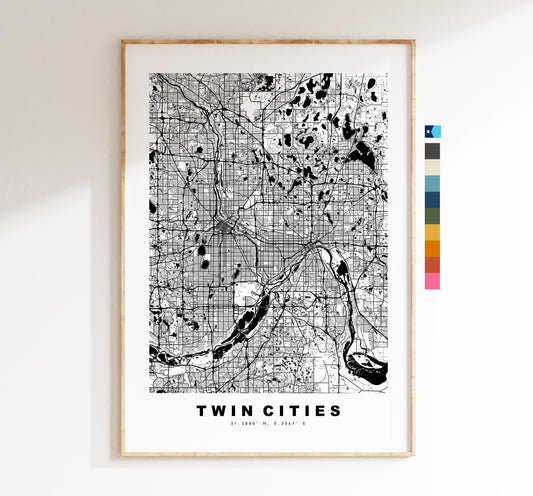 Twin Cities Map Print - City Map Poster - Map Art - USA City Maps - Twin Cities Print - Twin Cities Poster - Minimalist City Map - Minnesota