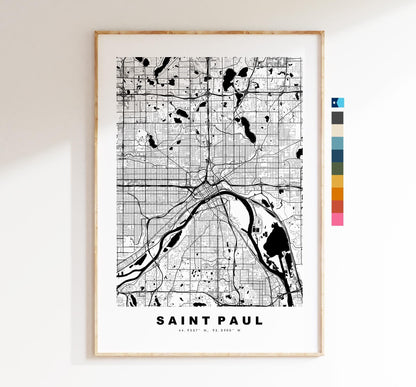 Saint Paul Map Print - City Map Poster - Map Art - USA City Maps - St Paul Print - St Paul Poster - Minimalist City Map - Minnesota