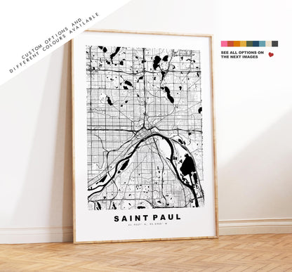 Saint Paul Map Print - City Map Poster - Map Art - USA City Maps - St Paul Print - St Paul Poster - Minimalist City Map - Minnesota