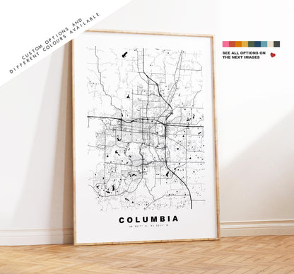 Columbia Map Print (Missouri) - City Map Poster - Map Art - USA City Maps - Columbia Print - Poster - Minimalist City Map - Missouri