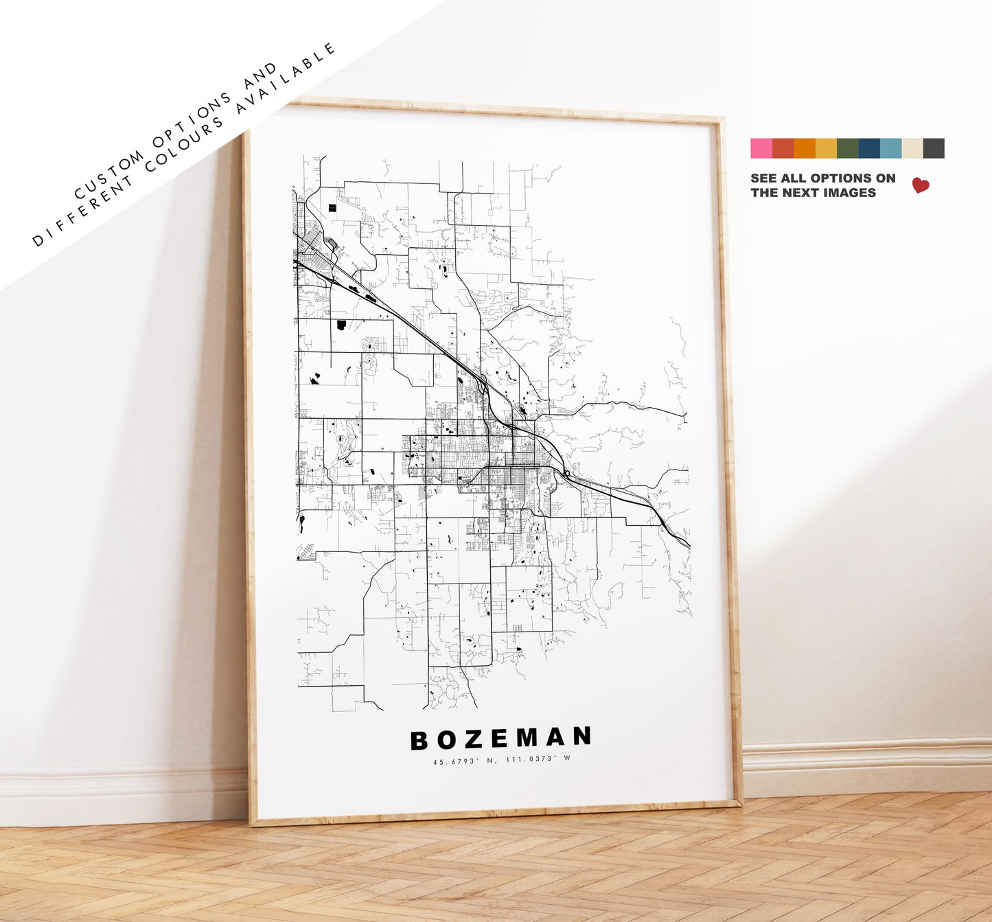 Bozeman Map Print - City Map Poster - Map Art - USA City Maps - Bozeman Print - Bozeman Poster - Minimalist City Map - Montana