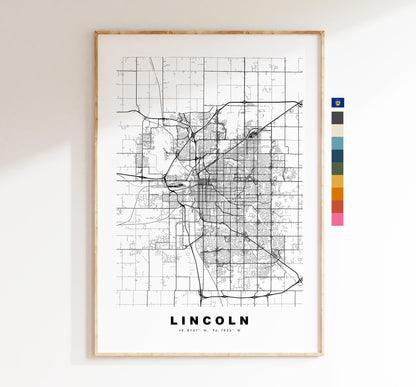 Lincoln Map Print (Nebraska) - City Map Poster - Map Art - USA City Maps - Lincoln Print - Lincoln Poster - Minimalist City Map - Nebraska