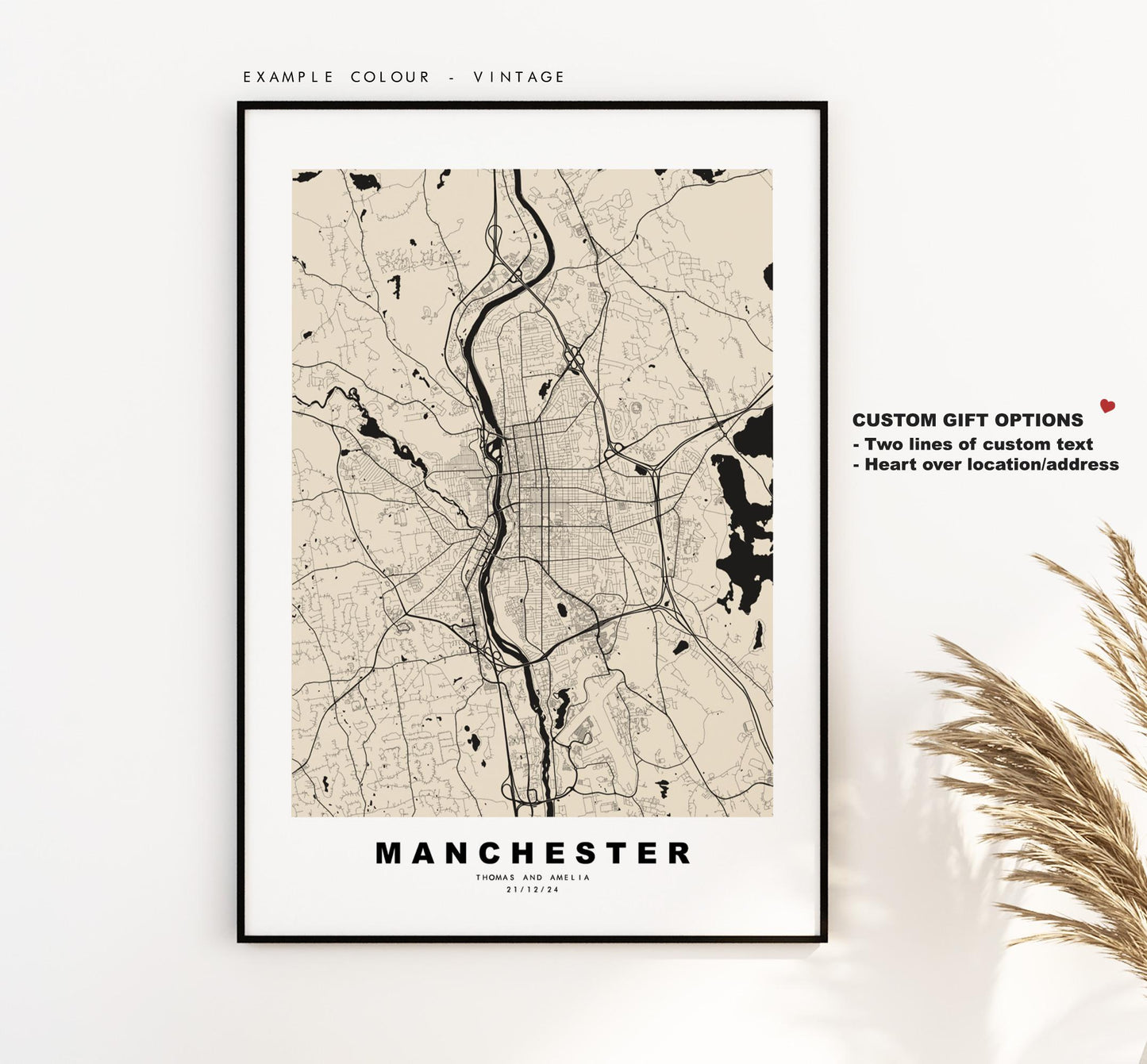 Manchester Map Print (New Hampshire) - City Map Poster - Map Art - USA City Maps - Print - Poster - Minimalist City Map - New Hampshire