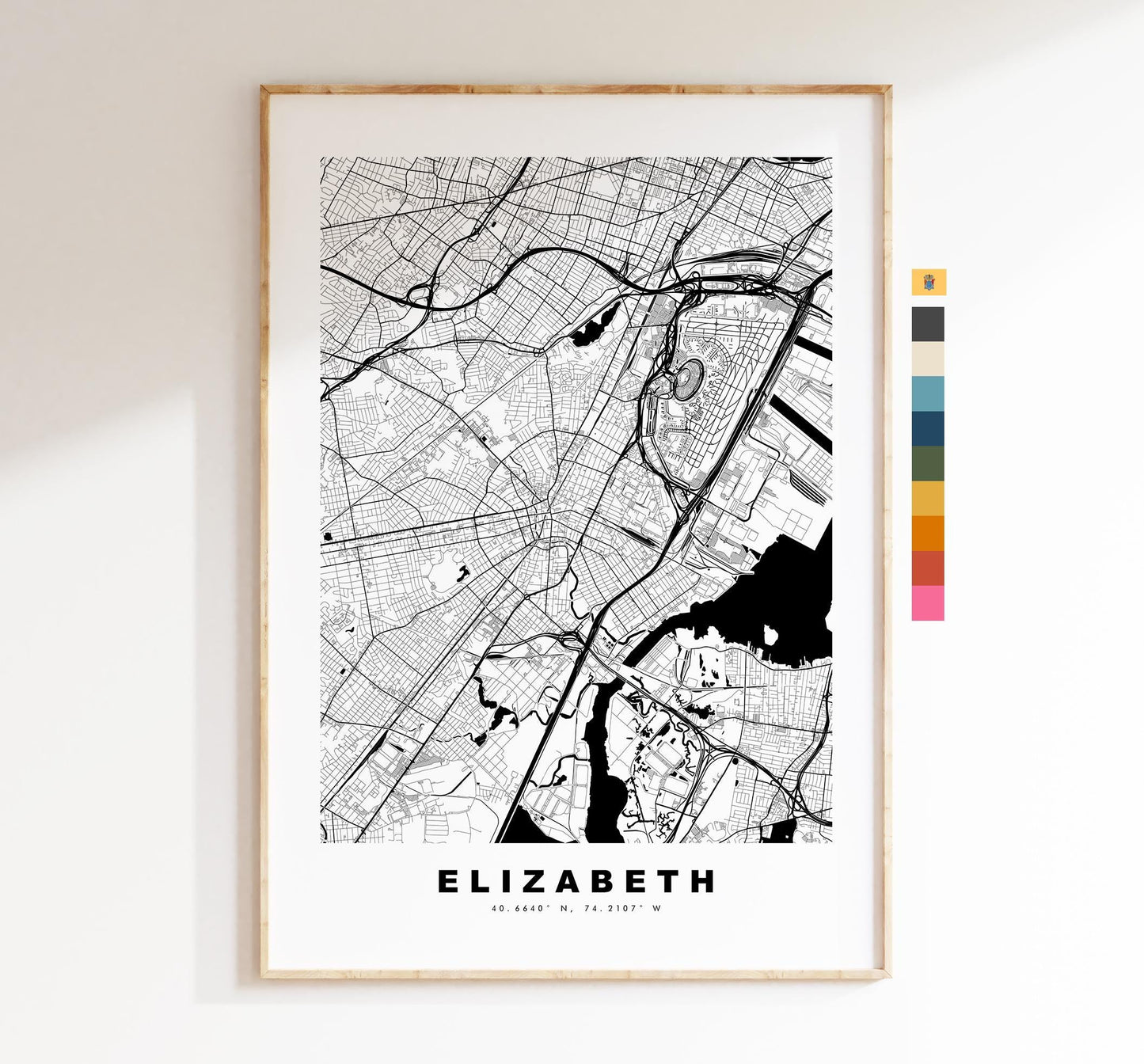 Elizabeth Map Print - City Map Poster - Map Art - USA City Maps - Elizabeth Print - Elizabeth Poster - Minimalist City Map - New Jersey