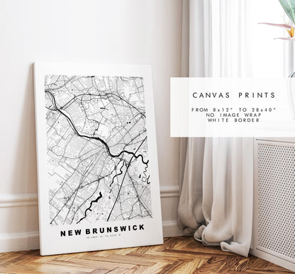 New Brunswick Map Print - City Map Poster - Map Art - USA City Maps - New Brunswick Print - Poster - Minimalist City Map - New Jersey