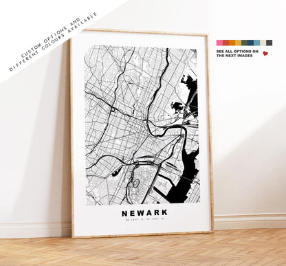 Newark Map Print - City Map Poster - Map Art - USA City Maps - Newark Print - Newark Poster - Minimalist City Map - New Jersey