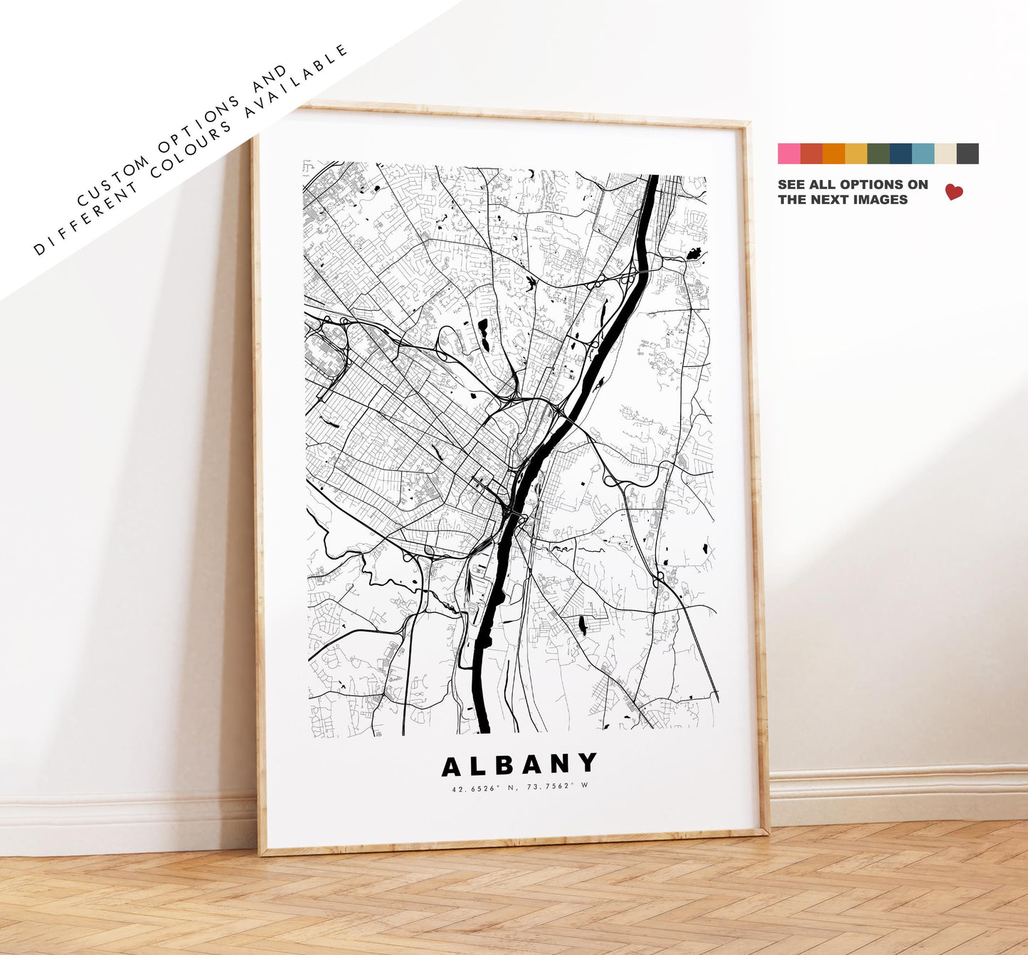 Albany Map Print (New York) - City Map Poster - Map Art - USA City Maps - Albany Print - Albany Poster - Minimalist City Map - New York