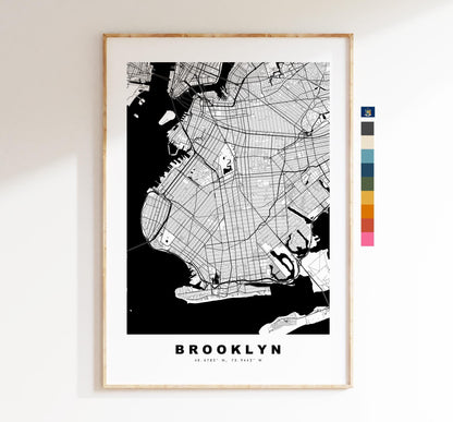 Brooklyn Map Print - City Map Poster - Map Art - USA City Maps - Brooklyn Print - Brooklyn Poster - Minimalist City Map - New York