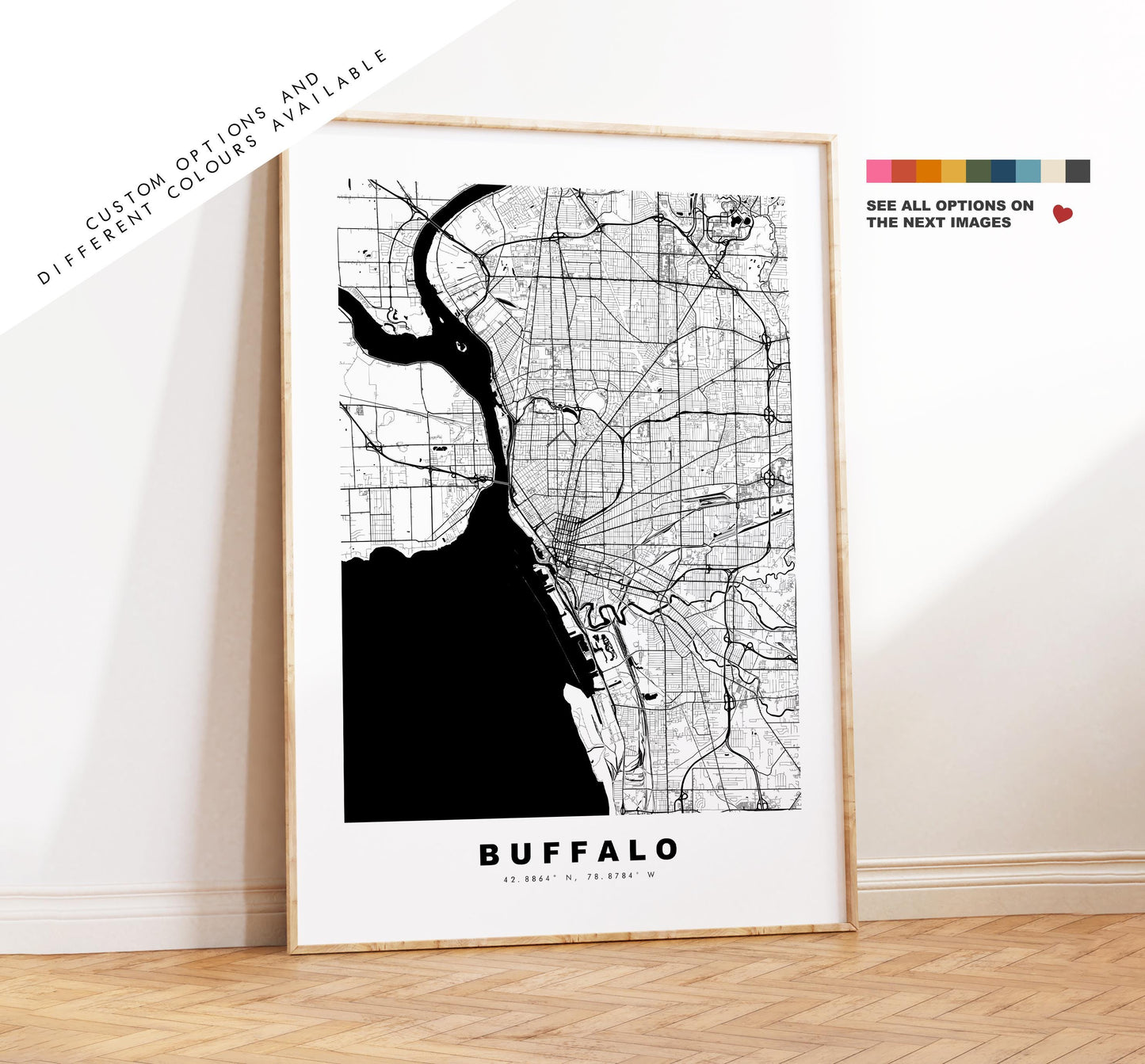 Buffalo Map Print - City Map Poster - Map Art - USA City Maps - Buffalo Print - Buffalo Poster - Minimalist City Map - New York