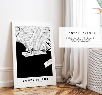 Coney Island Map Print - City Map Poster - Map Art - USA City Maps - Coney Island Print - Poster - Minimalist City Map - New York