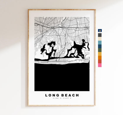 Long Beach Map Print - City Map Poster - Map Art - USA City Maps - Long Beach Print - Long Beach Poster - Minimalist City Map - New York