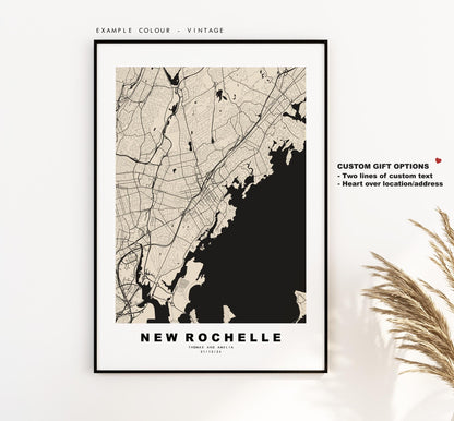 New Rochelle Map Print - City Map Poster - Map Art - USA City Maps - New Rochelle Print - Poster - Minimalist City Map - New York