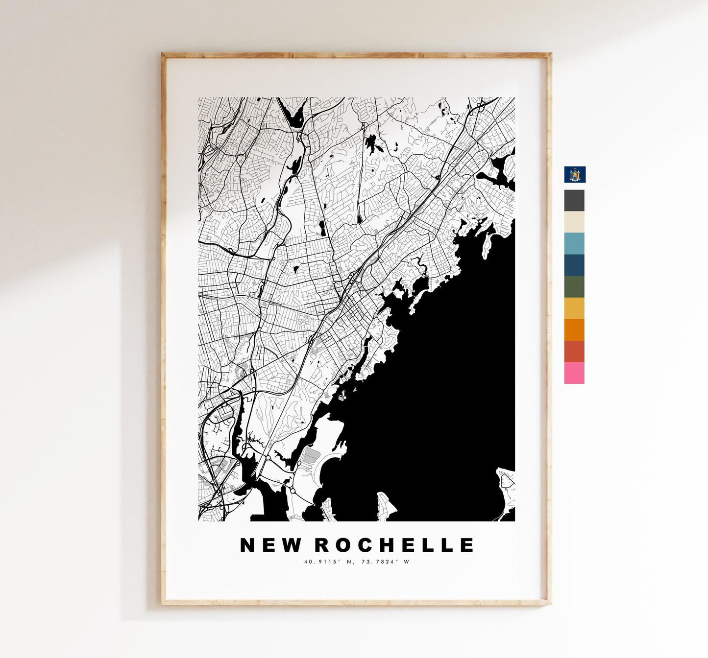 New Rochelle Map Print - City Map Poster - Map Art - USA City Maps - New Rochelle Print - Poster - Minimalist City Map - New York