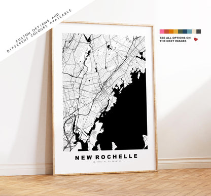 New Rochelle Map Print - City Map Poster - Map Art - USA City Maps - New Rochelle Print - Poster - Minimalist City Map - New York