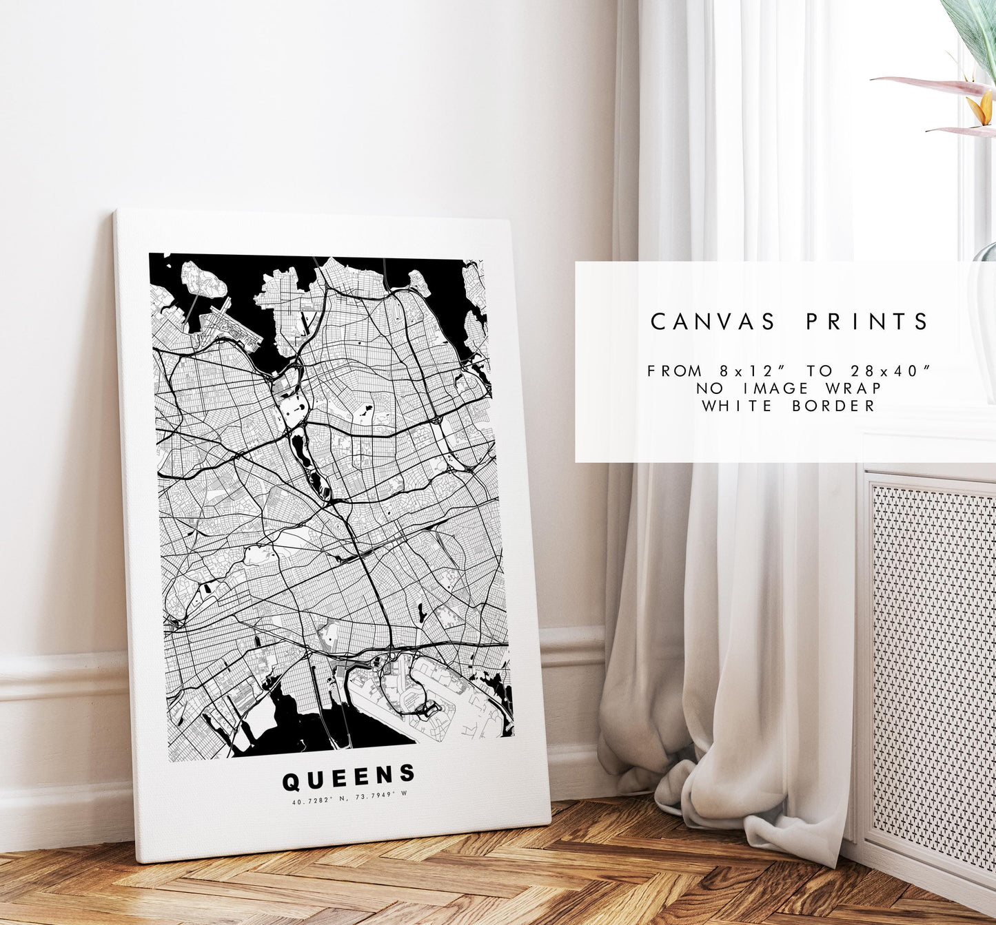 Queens Map Print - City Map Poster - Map Art - USA City Maps - Queens Print - Queens Poster - Minimalist City Map - New York