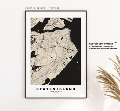 Staten Island Map Print - City Map Poster - Map Art - USA City Maps - Staten Island Print - Poster - Minimalist City Map - New York