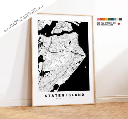 Staten Island Map Print - City Map Poster - Map Art - USA City Maps - Staten Island Print - Poster - Minimalist City Map - New York